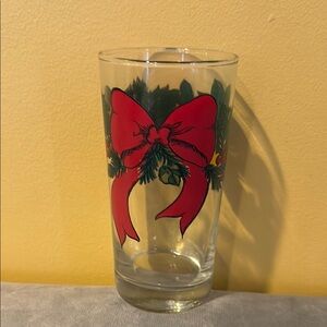 Vintage 1994 Christmas Holiday Glass with Red Bow Design